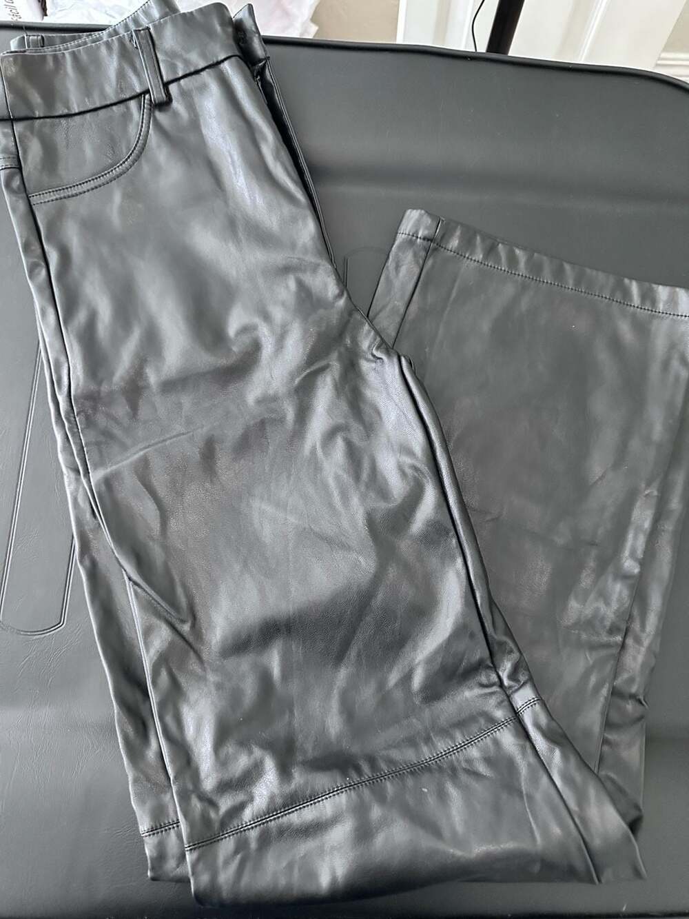Shein Women's Faux Leather High-Rise Wide-Leg Pants - XS